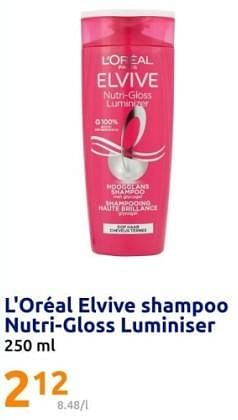 Promoties L`oréal elvive shampoo nutri-gloss luminiser - L'Oreal Paris - Geldig van 27/12/2023 tot 02/01/2024 bij Action