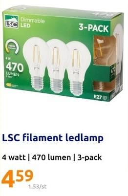 Promoties Lsc filament ledlamp - LSC Smart Connect - Geldig van 27/12/2023 tot 02/01/2024 bij Action