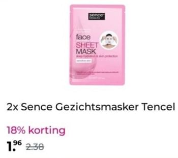 Promoties Sence gezichtsmasker tencel - Sence - Geldig van 26/12/2023 tot 31/12/2023 bij Plein