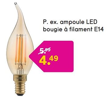 Promotions Ampoule led bougie à filament e14 - Produit maison - Leen Bakker - Valide de 28/11/2023 à 02/01/2024 chez Leen Bakker