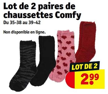 Promotions Lot de 2 paires de chaussettes comfy - Produit maison - Kruidvat - Valide de 26/12/2023 à 31/12/2023 chez Kruidvat