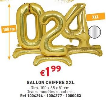 Promotions Ballon chiffre xxl - Produit maison - Trafic  - Valide de 27/12/2023 à 31/12/2023 chez Trafic