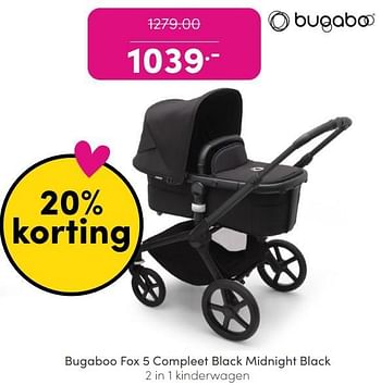 Promoties Bugaboo fox 5 compleet black midnight black 2 in 1 kinderwagen - Bugaboo - Geldig van 26/12/2023 tot 05/01/2024 bij Baby & Tiener Megastore