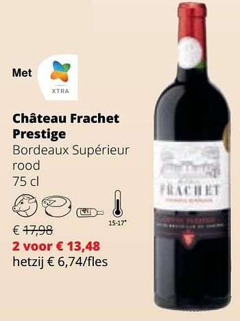 Promoties Château frachet prestige bordeaux supérieur rood - Rode wijnen - Geldig van 07/12/2023 tot 03/01/2024 bij Spar (Colruytgroup)