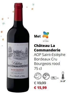 Promoties Château la commanderie aop saint-estèphe bordeaux cru bourgeois rood - Rode wijnen - Geldig van 07/12/2023 tot 03/01/2024 bij Spar (Colruytgroup)