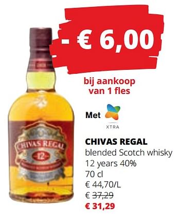 Promoties Chivas regal blended scotch whisky 12 years - Chivas Regal - Geldig van 07/12/2023 tot 03/01/2024 bij Spar (Colruytgroup)
