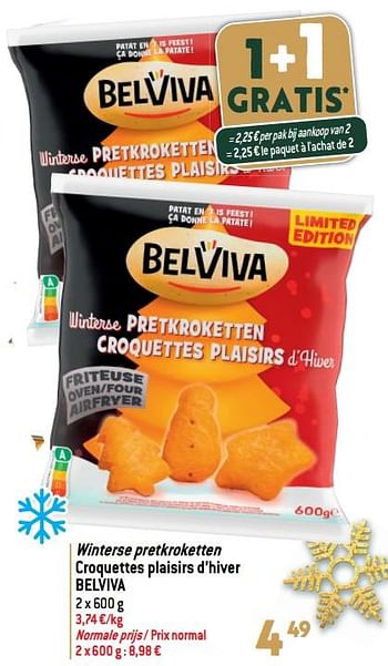 Promoties Winterse pretkroketten croquettes plaisirs d’hiver belviva - Belviva - Geldig van 27/12/2023 tot 02/07/2024 bij Match