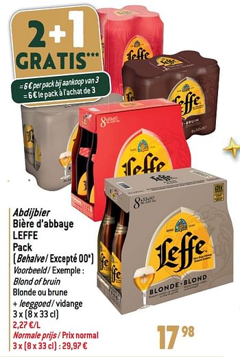 Promotions Abdijbier bière d’abbaye leffe - Leffe - Valide de 27/12/2023 à 02/07/2024 chez Match