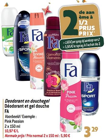 Promotions Deodorant en douchegel déodorant et gel douche fa - Fa - Valide de 27/12/2023 à 02/07/2024 chez Match