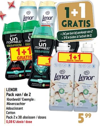 Promotions Lenor waverzachter adoucissant cotton - Lenor - Valide de 27/12/2023 à 02/07/2024 chez Match
