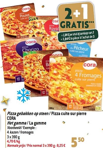 Promotions Pizza gebakken op steen - pizza cuite sur pierre cora - Produit maison - Match - Valide de 27/12/2023 à 02/07/2024 chez Match
