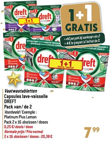 Promotions Vaatwastabletten capsules lave-vaisselle dreft - Dreft - Valide de 27/12/2023 à 02/07/2024 chez Match