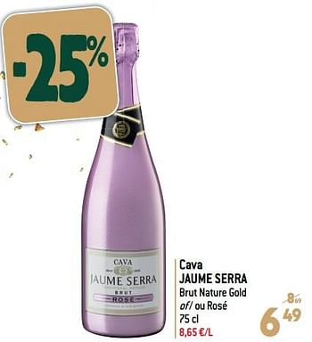 Promoties Cava jaume serra brut nature gold of - ou rosé - Schuimwijnen - Geldig van 20/12/2023 tot 02/01/2024 bij Match