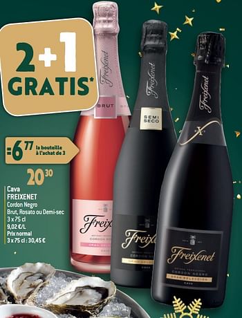 Promoties Cava freixenet cordon negro brut, rosato ou demi-sec - Freixenet - Geldig van 27/12/2023 tot 02/07/2024 bij Smatch