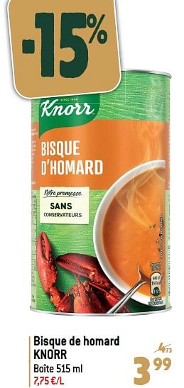 Promoties Bisque de homard knorr - Knorr - Geldig van 27/12/2023 tot 02/07/2024 bij Match
