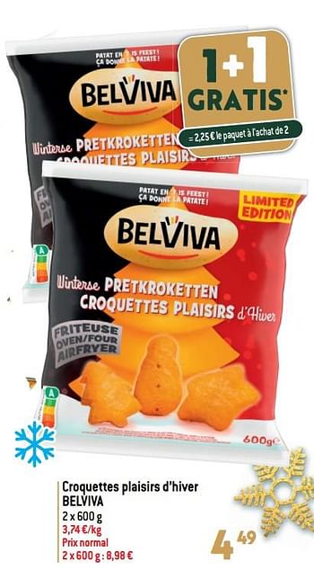 Promoties Croquettes plaisirs d’hiver belviva - Belviva - Geldig van 27/12/2023 tot 02/07/2024 bij Match