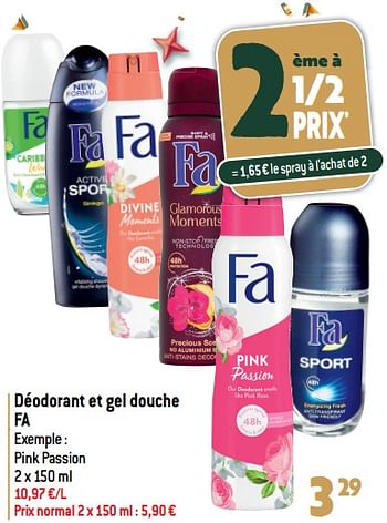 Promoties Déodorant et gel douche fa - Fa - Geldig van 27/12/2023 tot 02/07/2024 bij Match