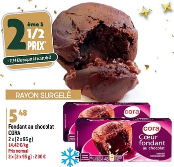 Promoties Fondant au chocolat cora - Huismerk - Match - Geldig van 27/12/2023 tot 02/07/2024 bij Match