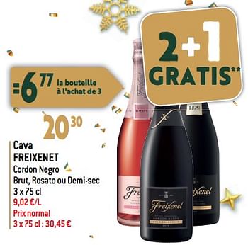 Promoties Cava freixenet cordon negro brut, rosato ou demi-sec - Freixenet - Geldig van 27/12/2023 tot 02/07/2024 bij Match