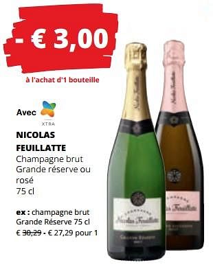 Promotions Nicolas feuillatte champagne brut grande réserve ou rosé - Champagne - Valide de 07/12/2023 à 03/01/2024 chez Spar (Colruytgroup)