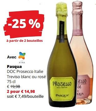 Promotions Pasqua doc prosecco italie treviso blanc ou rosé - Mousseux - Valide de 07/12/2023 à 03/01/2024 chez Spar (Colruytgroup)
