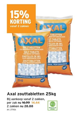 Promoties Axal zouttabletten - Axal - Geldig van 20/12/2023 tot 02/01/2024 bij Gamma