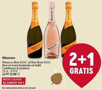 Promoties Mionetto prosecco brut d.o.c. of brut rosé d.o.c. brut of roséschuimwijn uit italië - Schuimwijnen - Geldig van 28/12/2023 tot 03/01/2024 bij Delhaize