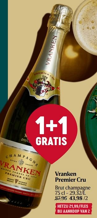 Promoties Vranken premier cru brut champagne - Champagne - Geldig van 28/12/2023 tot 03/01/2024 bij Delhaize