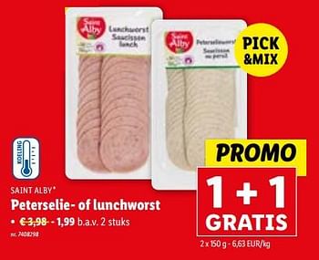 Promoties Peterselie- of lunchworst - Saint Alby - Geldig van 03/01/2024 tot 09/01/2024 bij Lidl
