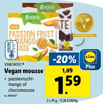 Promoties Vegan mousse - Vemondo - Geldig van 03/01/2024 tot 09/01/2024 bij Lidl
