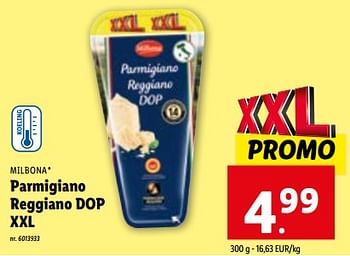 Promoties Parmigiano reggiano dop xxl - Milbona - Geldig van 03/01/2024 tot 09/01/2024 bij Lidl