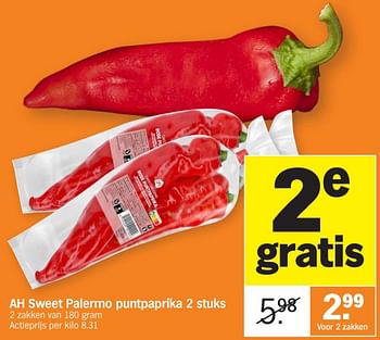 Promoties Ah sweet palermo puntpaprika - Huismerk - Albert Heijn - Geldig van 02/01/2024 tot 07/01/2024 bij Albert Heijn
