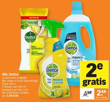 Promoties Power + fresh allesreiniger spray citrus - Dettol - Geldig van 02/01/2024 tot 07/01/2024 bij Albert Heijn