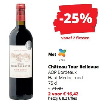 Promoties Château tour bellevue aop bordeaux haut-medoc rood - Rode wijnen - Geldig van 14/12/2023 tot 03/01/2024 bij Spar (Colruytgroup)