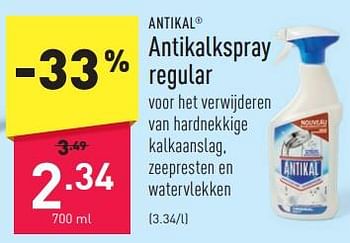 Promotions Antikalkspray regular - Antikal - Valide de 02/01/2024 à 06/01/2024 chez Aldi