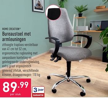 Promoties Bureaustoel met armleuningen - HOME CREATION - Geldig van 06/01/2024 tot 06/01/2024 bij Aldi