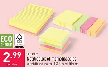 Promoties Notitieblok of memoblaadjes - Expertiz - Geldig van 06/01/2024 tot 06/01/2024 bij Aldi