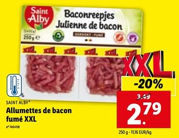 Promoties Allumettes de bacon fumé xxl - Saint Alby - Geldig van 03/01/2024 tot 09/01/2024 bij Lidl