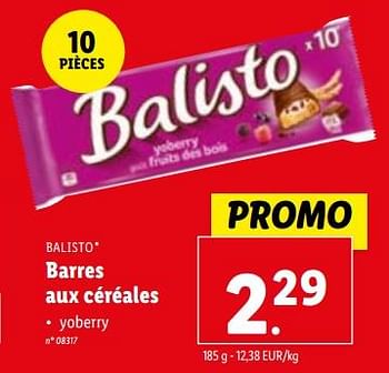 Promotions Barres aux céréales - Balisto - Valide de 03/01/2024 à 09/01/2024 chez Lidl