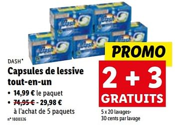 Promotions Capsules de lessive tout-en-un - Dash - Valide de 03/01/2024 à 09/01/2024 chez Lidl