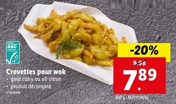 Promotions Crevettes pour wok - Produit maison - Lidl - Valide de 03/01/2024 à 09/01/2024 chez Lidl