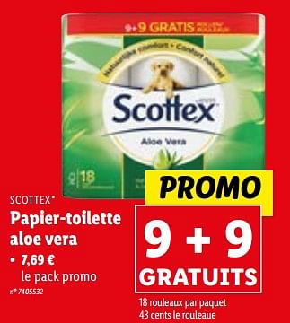 Promotions Papier-toilette aloe vera - Scottex - Valide de 03/01/2024 à 09/01/2024 chez Lidl