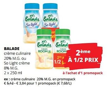 Promoties Balade crème culinaire - Balade - Geldig van 14/12/2023 tot 03/01/2024 bij Spar (Colruytgroup)