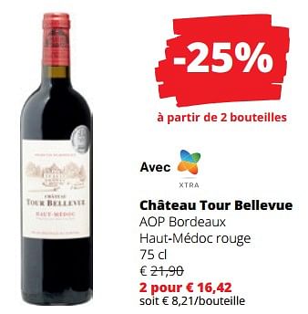 Promoties Château tour bellevue aop bordeaux haut-médoc rouge - Rode wijnen - Geldig van 14/12/2023 tot 03/01/2024 bij Spar (Colruytgroup)