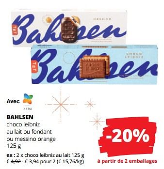 Promoties Choco leibniz au lait - Bahlsen - Geldig van 14/12/2023 tot 03/01/2024 bij Spar (Colruytgroup)