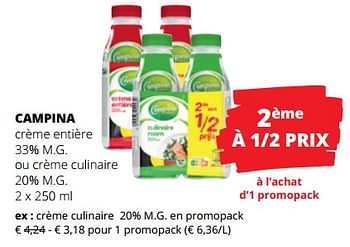 Promoties Crème culinaire - Campina - Geldig van 14/12/2023 tot 03/01/2024 bij Spar (Colruytgroup)