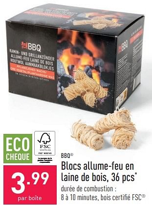 Promoties Blocs allume-feu en laine de bois - BBQ - Geldig van 02/01/2024 tot 06/01/2024 bij Aldi