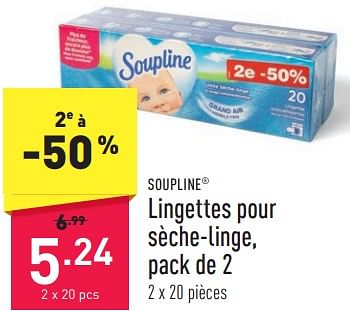 Promotions Lingettes pour sèche-linge - Soupline - Valide de 03/01/2024 à 06/01/2024 chez Aldi
