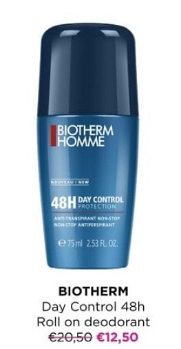 Promoties Biotherm day control 48h roll on deodorant - Biotherm - Geldig van 03/01/2024 tot 31/01/2024 bij ICI PARIS XL