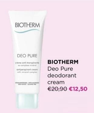 Promoties Biotherm deo pure deodorant cream - Biotherm - Geldig van 03/01/2024 tot 31/01/2024 bij ICI PARIS XL